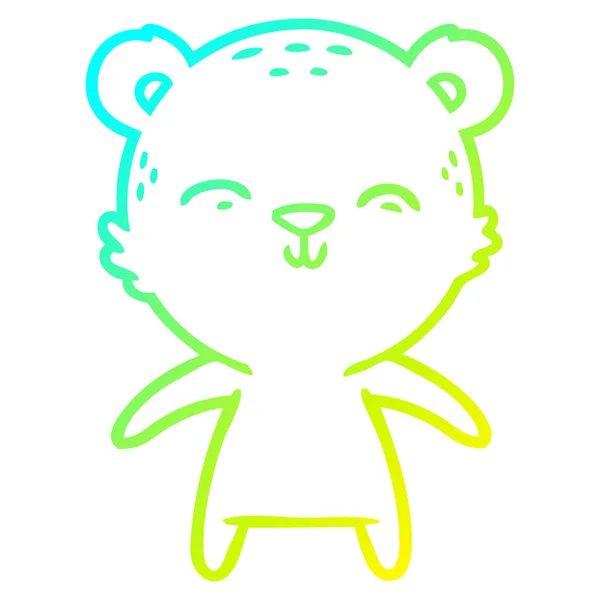 Kalte Gradientenlinie zeichnet glücklichen Cartoon-Bären — Stockvektor