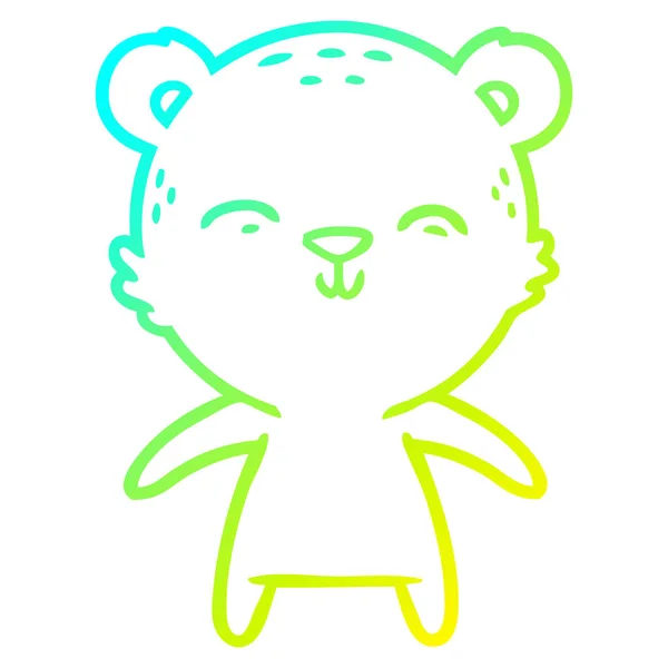 Kall gradient linje ritning Happy Cartoon Bear — Stock vektor