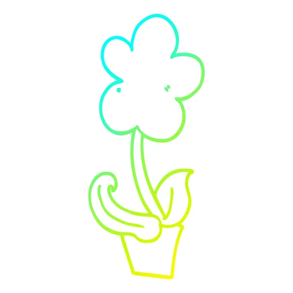 Froid dégradé ligne dessin mignon dessin animé fleur — Image vectorielle