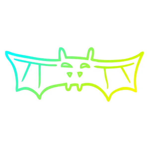 Línea de gradiente frío dibujo dibujos animados halloween bat — Archivo Imágenes Vectoriales