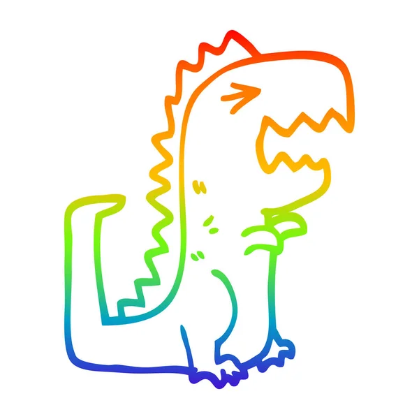 Linea gradiente arcobaleno disegno fumetto ruggente t rex — Vettoriale Stock