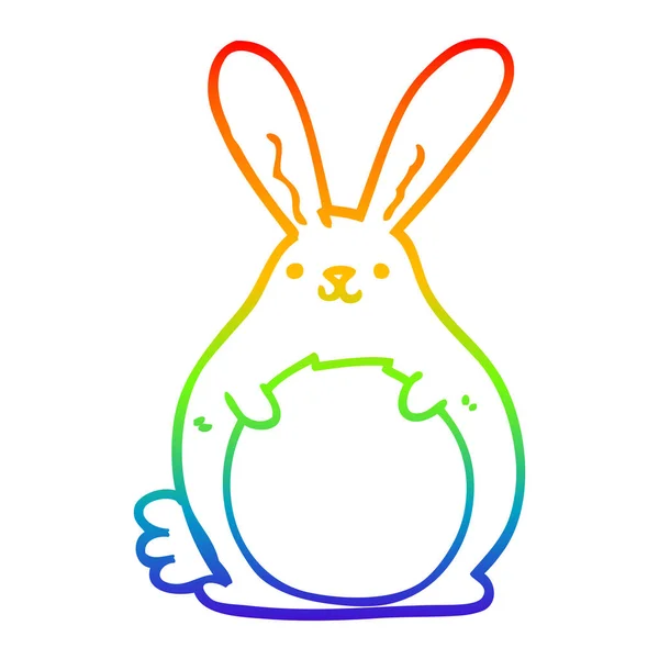 Duhový gradient čára kreslení kreslený králík — Stockový vektor