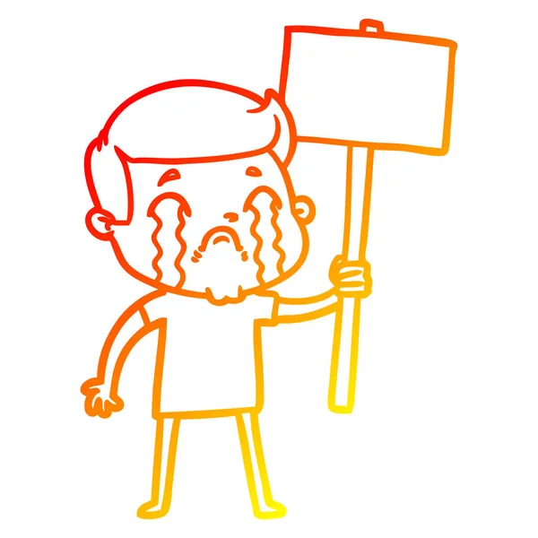 Sıcak degrade çizgi çizim karikatür adam ağlıyor — Stok Vektör