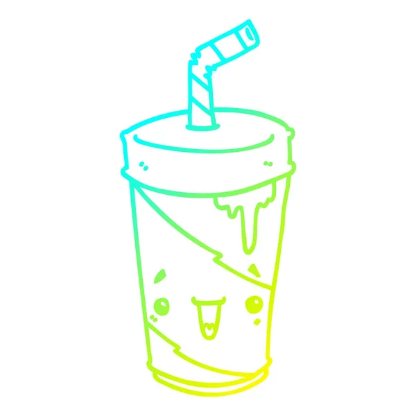 Koude gradiënt lijntekening cartoon soda Cup — Stockvector