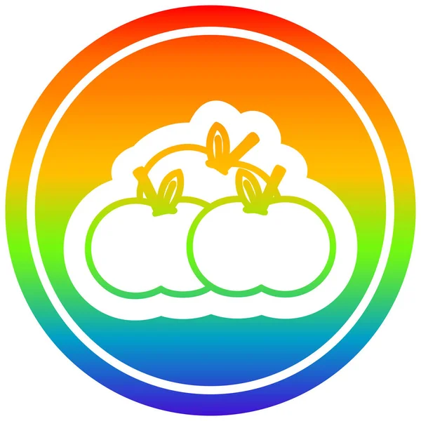 gökkuşağı spektrumunda dairesel elma yığını