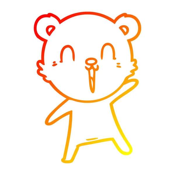Linha gradiente quente desenho feliz cartoon urso polar — Vetor de Stock
