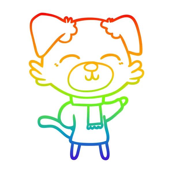 虹のグラデーションライン描画漫画の犬 — ストックベクタ