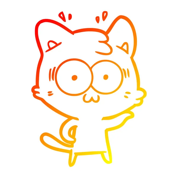 Čára teplého přechodu kresba kreslená překvapená kočka — Stockový vektor