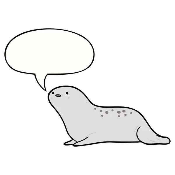 Cute cartoon seal and speech bubble — Stock Vector