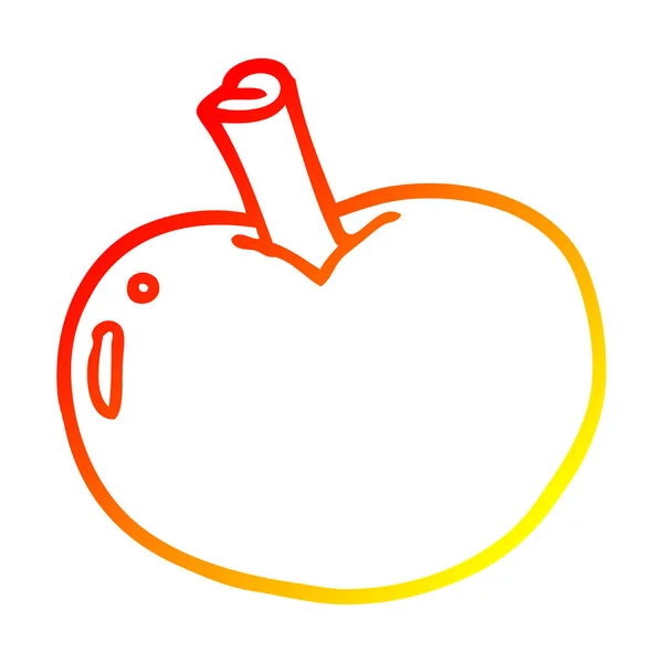 暖かいグラデーションライン描画漫画リンゴ — ストックベクタ