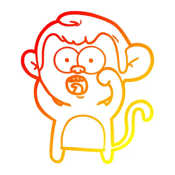 Тёплая градиентная линия рисования мультяшной ударной обезьяны — стоковый вектор
