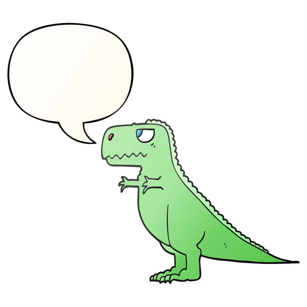 Dinozaur kreskówki i bańki mowy w gładkim stylu gradientu — Wektor stockowy