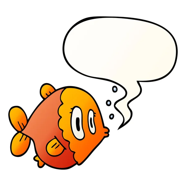 Kreslená ryba a bublina řeči v plynulý styl gradientu — Stockový vektor