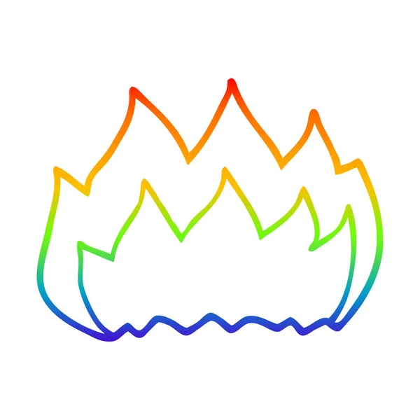 Arco-íris linha gradiente desenho dos desenhos animados chama quente — Vetor de Stock
