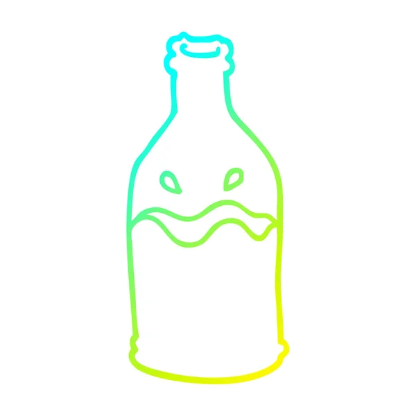 Línea de gradiente frío dibujo dibujos animados botella de leche — Vector de stock