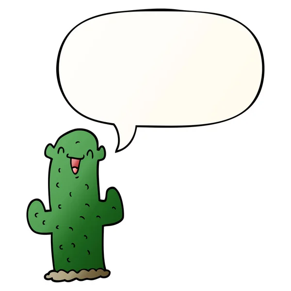 Cactus de bande dessinée et bulle d'expression dans le style de dégradé lisse — Image vectorielle