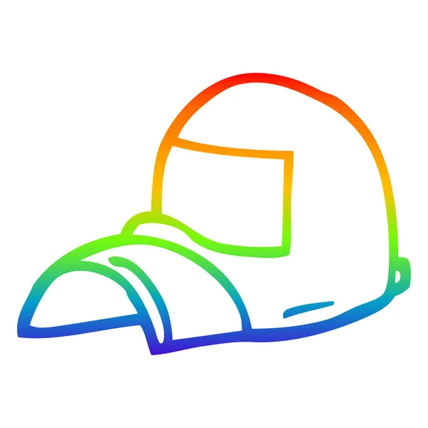 Regenbogen Gradienten Linie Zeichnung Cartoon Cap — Stockvektor