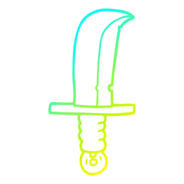 Línea de gradiente frío dibujo de dibujos animados de una vieja espada de bronce — Vector de stock
