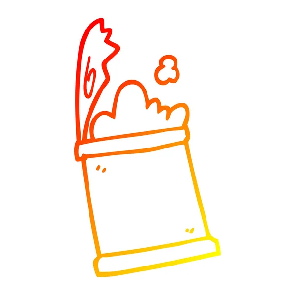 Chaud gradient ligne dessin dessin animé ouvert boîte de nourriture — Image vectorielle