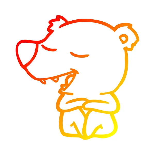 Linha gradiente quente desenho urso dos desenhos animados — Vetor de Stock