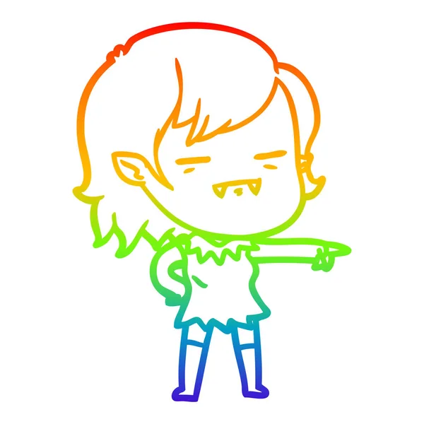 虹のグラデーションライン描画漫画アンデッド吸血鬼女の子のポイント — ストックベクタ