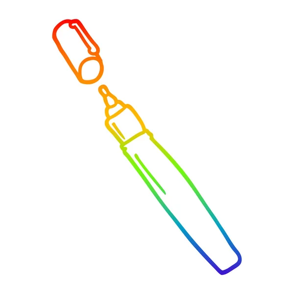 Linea gradiente arcobaleno disegno cartone animato pennarello permanente — Vettoriale Stock