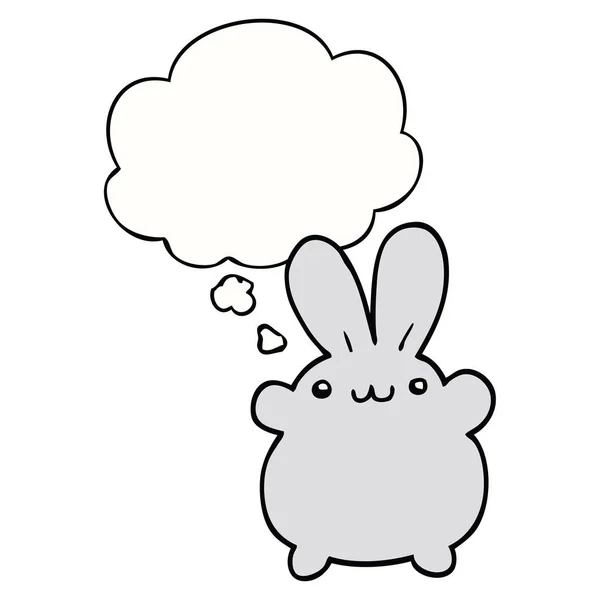 Conejo de dibujos animados y burbuja de pensamiento — Vector de stock