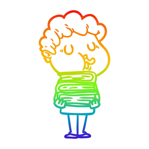 Regenboog gradiënt lijntekening cartoon man zingen — Stockvector