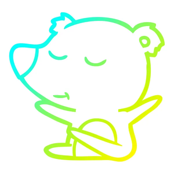 Froid dégradé ligne dessin heureux dessin animé ours — Image vectorielle