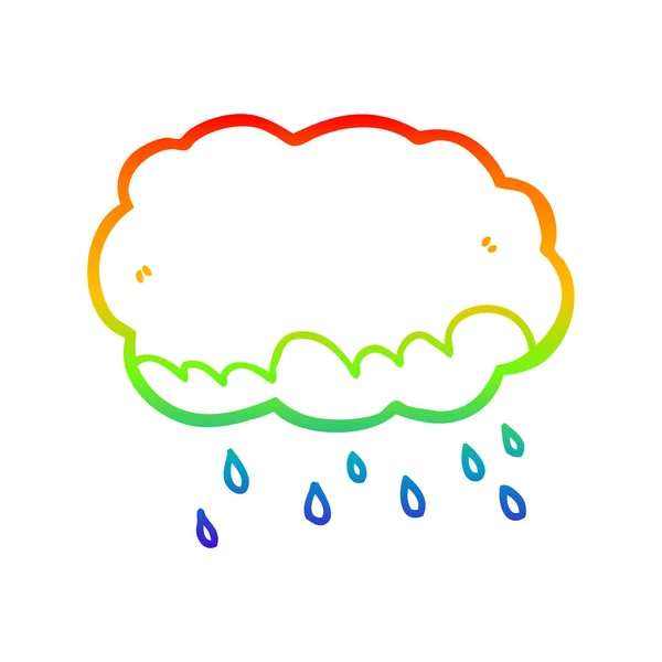 Rainbow gradient ligne dessin dessin dessin animé pluie nuage — Image vectorielle