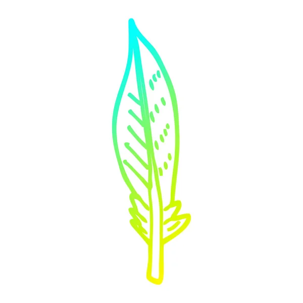 Koude gradiënt lijntekening cartoon groene veer — Stockvector