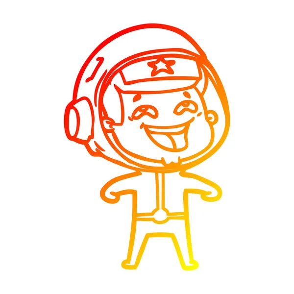 Chaud gradient ligne dessin dessin animé rire astronaute — Image vectorielle