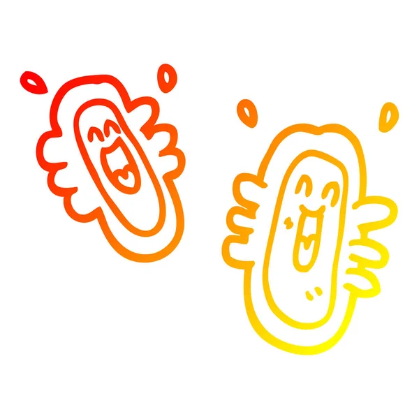 Warm gradient line drawing cartoon happy germs — Stock Vector