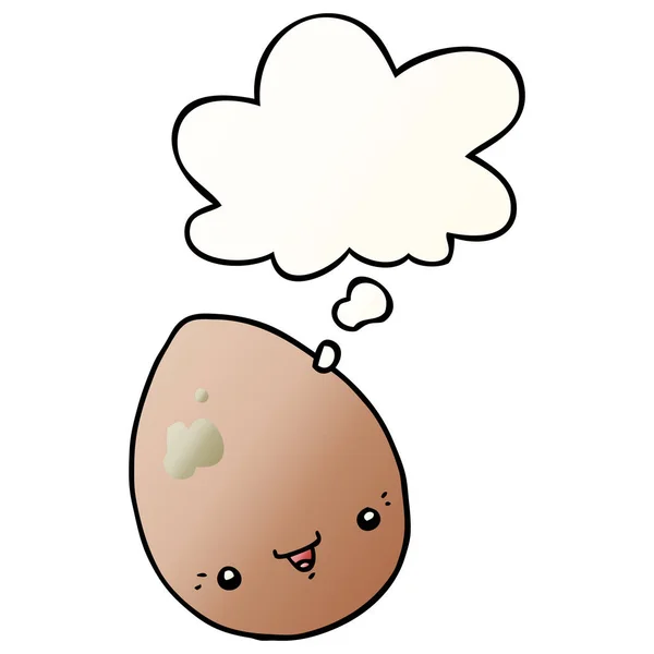 Kreslené vajíčko a myšlenkové bubliny v hladkém stylu přechodu — Stockový vektor