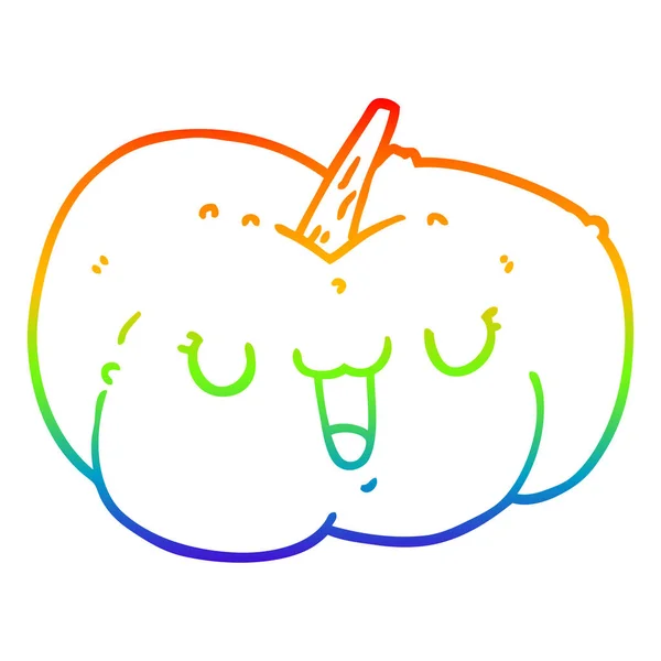 Rainbow gradient line drawing cartoon pumpkin — Stock Vector