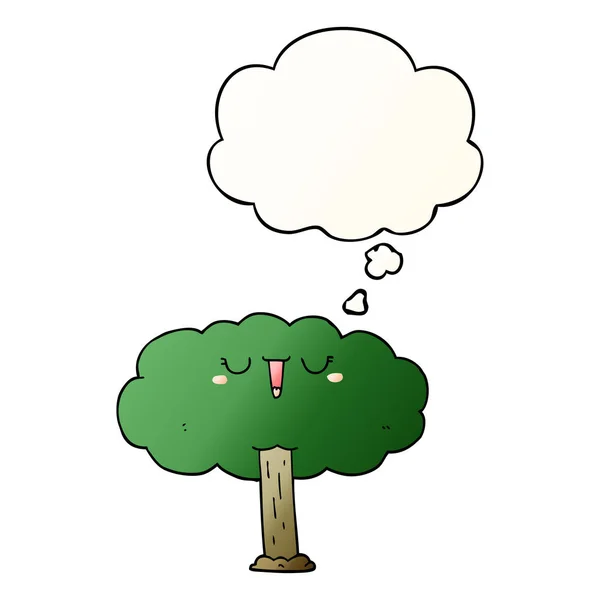 Kreslený strom a myšlenka bubliny v plynulých přechodovém stylu — Stockový vektor
