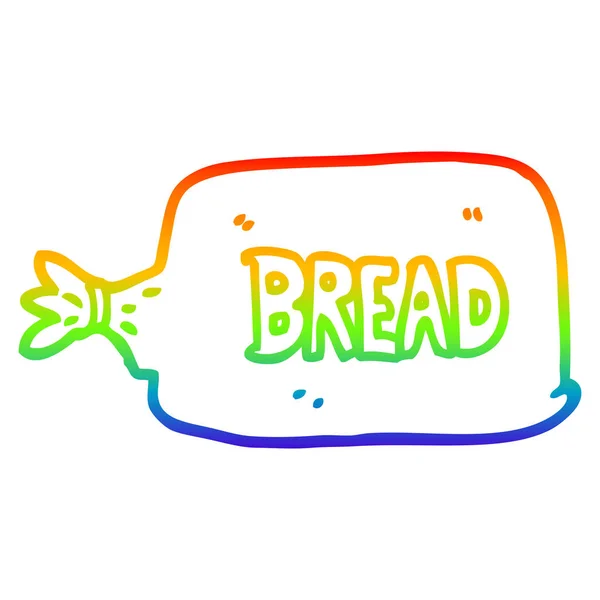 Rainbow Gradient Line Zeichnung Cartoon Brot in Tüte — Stockvektor