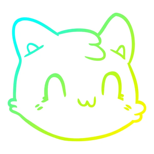Čára studené přechodové čáry kreslený kočičí obličej — Stockový vektor