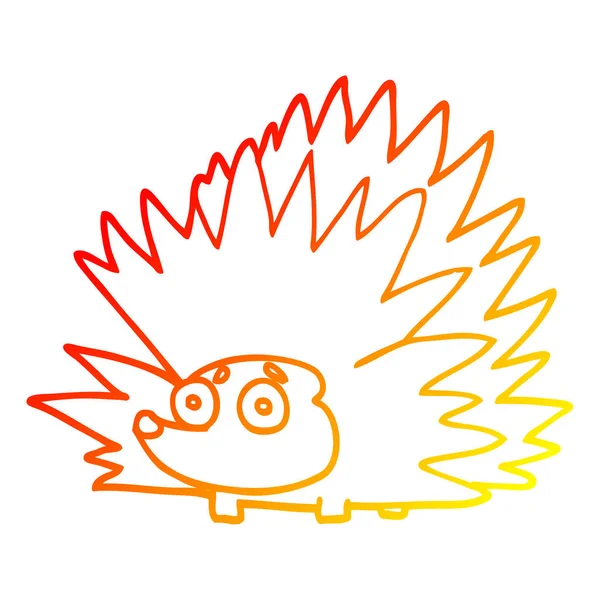 Linha de gradiente quente desenho cartoon ouriço spiky — Vetor de Stock