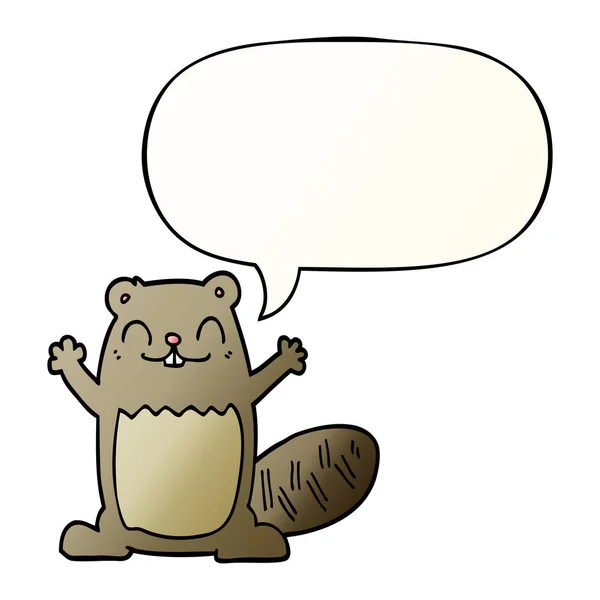 Cartoon Beaver i bańka mowy w gładkim stylu gradientu — Wektor stockowy