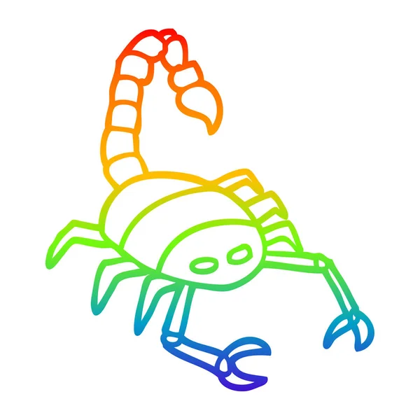 Duhový gradient čára kresba kreslený škorpioni — Stockový vektor