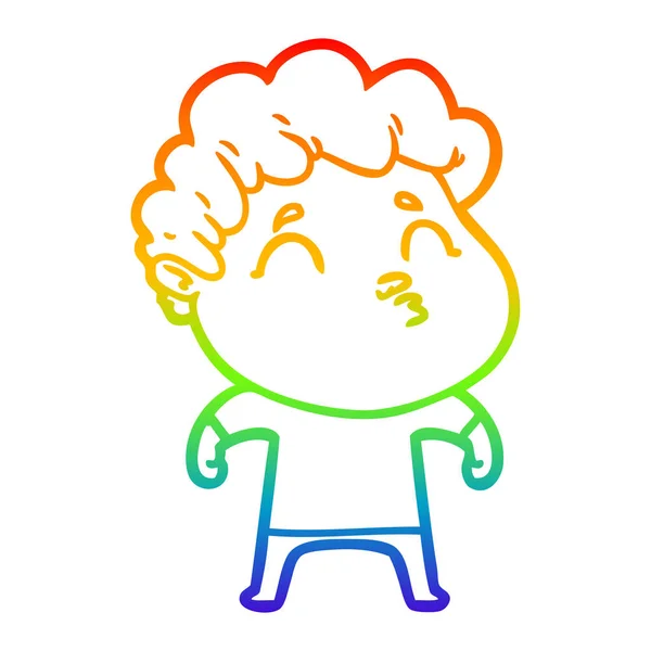 Arco iris gradiente línea dibujo dibujos animados hombre pucheros — Archivo Imágenes Vectoriales