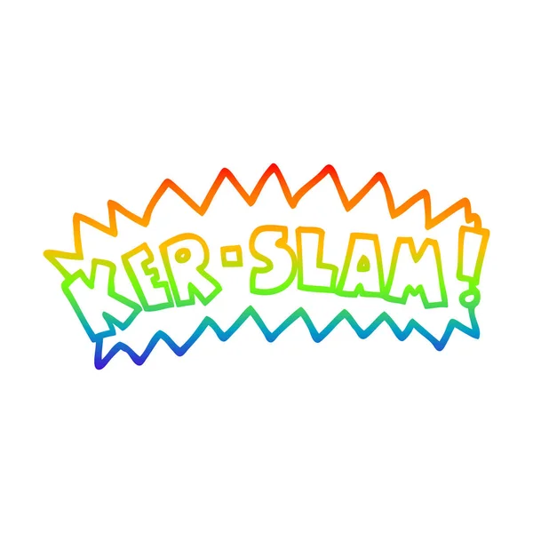 Linea gradiente arcobaleno disegno cartone animato parola ker-slam — Vettoriale Stock