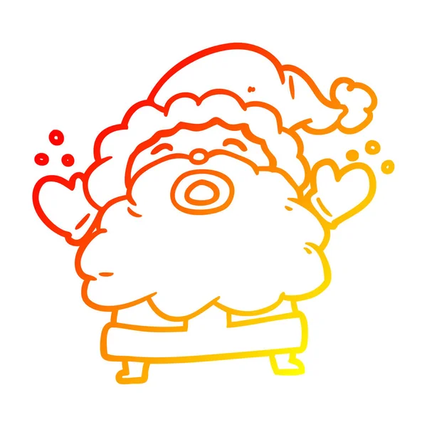 Línea de gradiente caliente dibujo santa claus gritando en la frustración — Archivo Imágenes Vectoriales