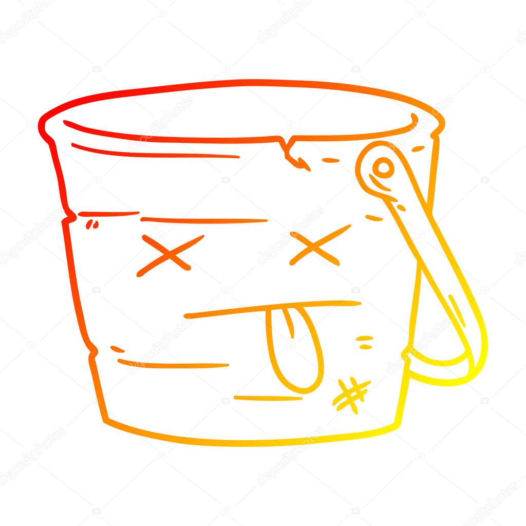 warm gradient line drawing kicked the bucket cartoon