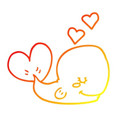 sıcak degrade çizgi çizim karikatür balina aşık