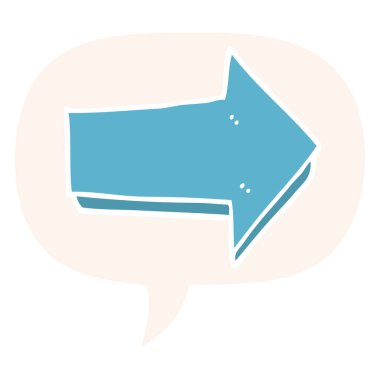 retro tarzında karikatür ok ve konuşma balonu