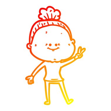 sıcak degrade çizgi çizim karikatür mutlu yaşlı kadın