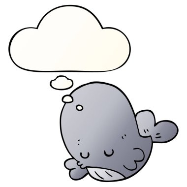 karikatür balina ve pürüzsüz degrade tarzında düşünce balonu