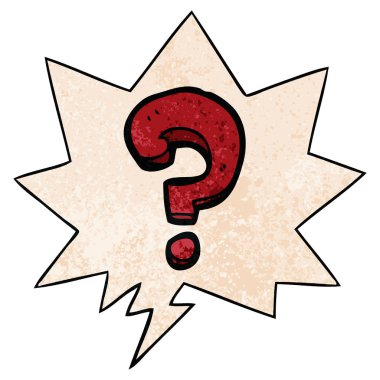 retro doku tarzında karikatür soru işareti ve konuşma balonu